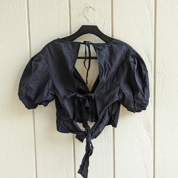 Princess polly Puff sleeve open back back tie crop top 12 - Picture 2 of 4